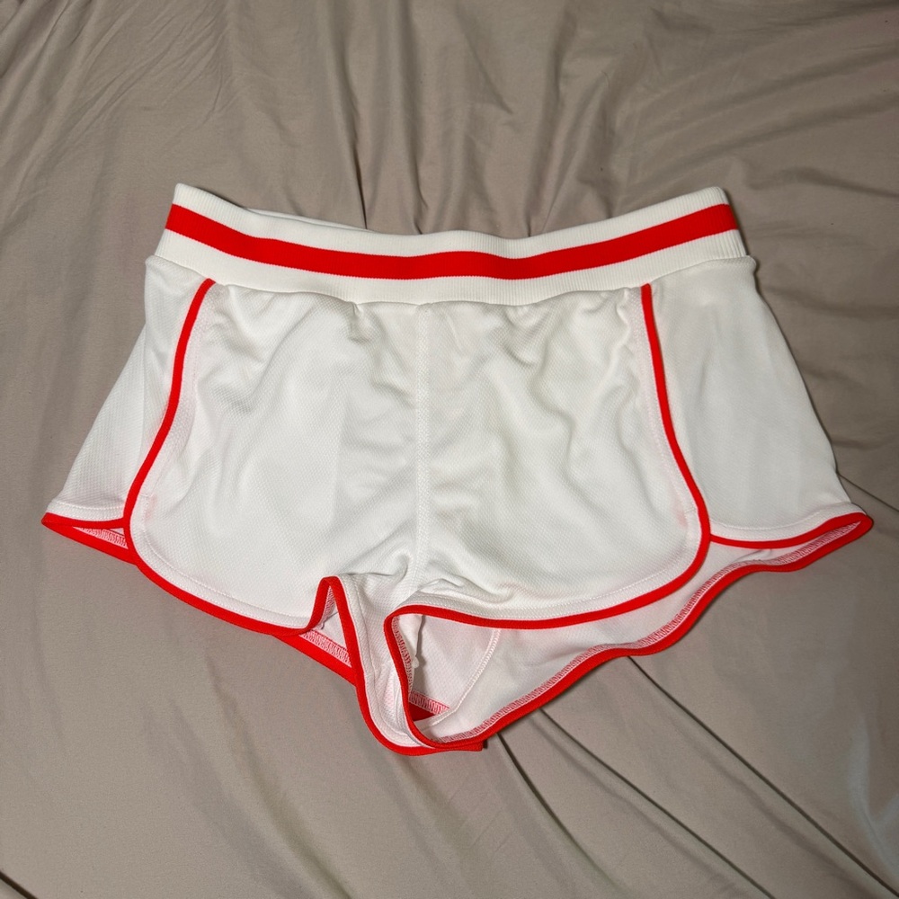 Free People White Athletic Shorts with orange Trim